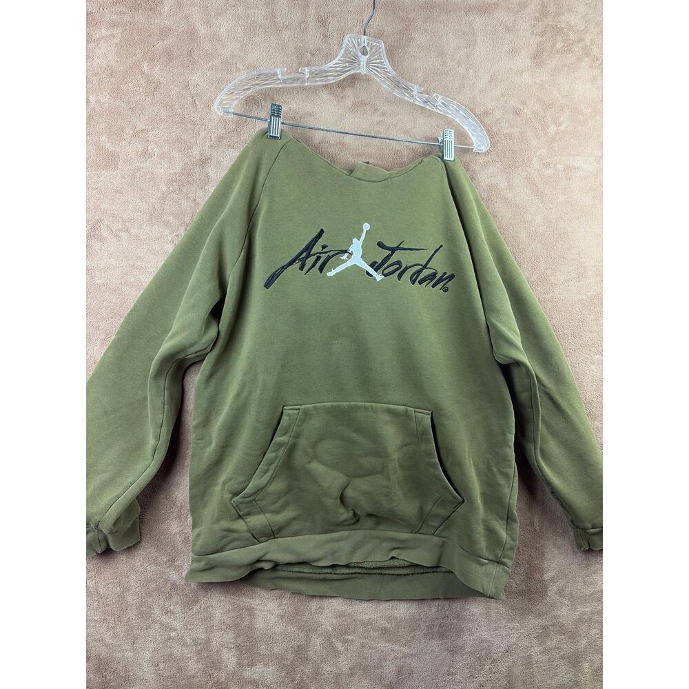 Rare Jordan Essentials Flight Hoodie Olive 6x Champs 5x MVP Jock Tag Men's Large